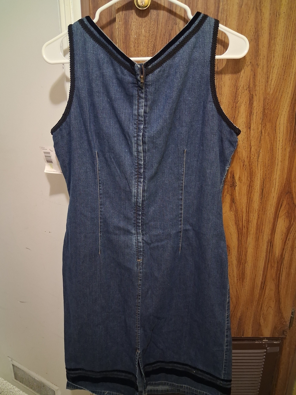 Liz Claiborne Blue Denim Midi Dress with Black Trim